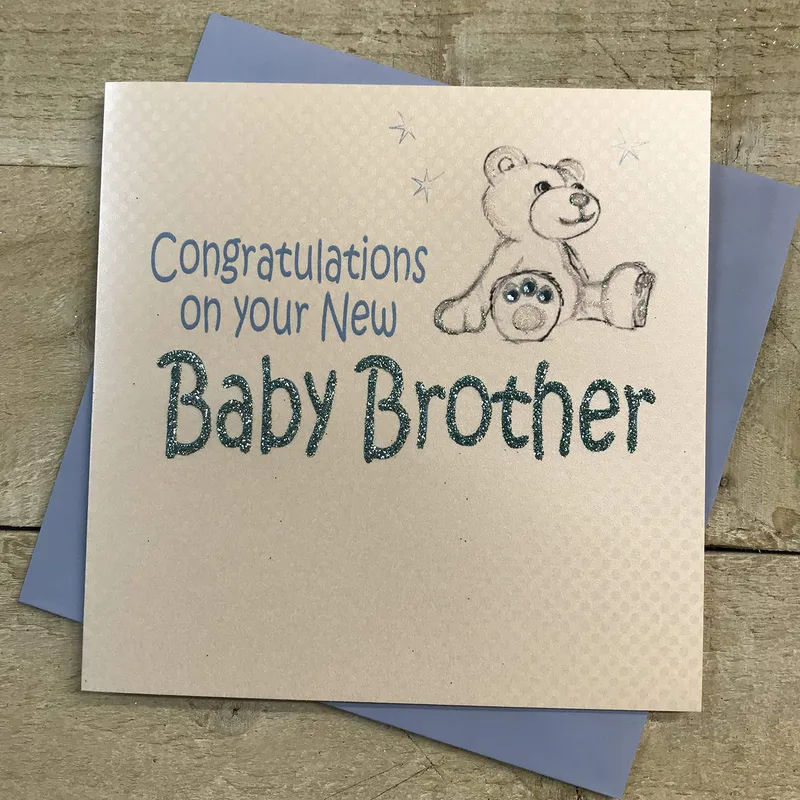 Bear Grey Card New Baby Card for a New Brother