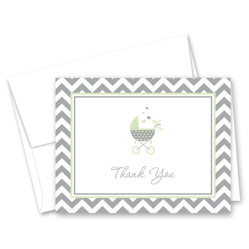Carriage Grey Chevron Thank You Card – Greeting Card in natural