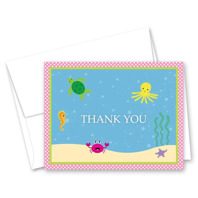 Sea Turtles Octopus Thank You Card for Underwater Celebrations