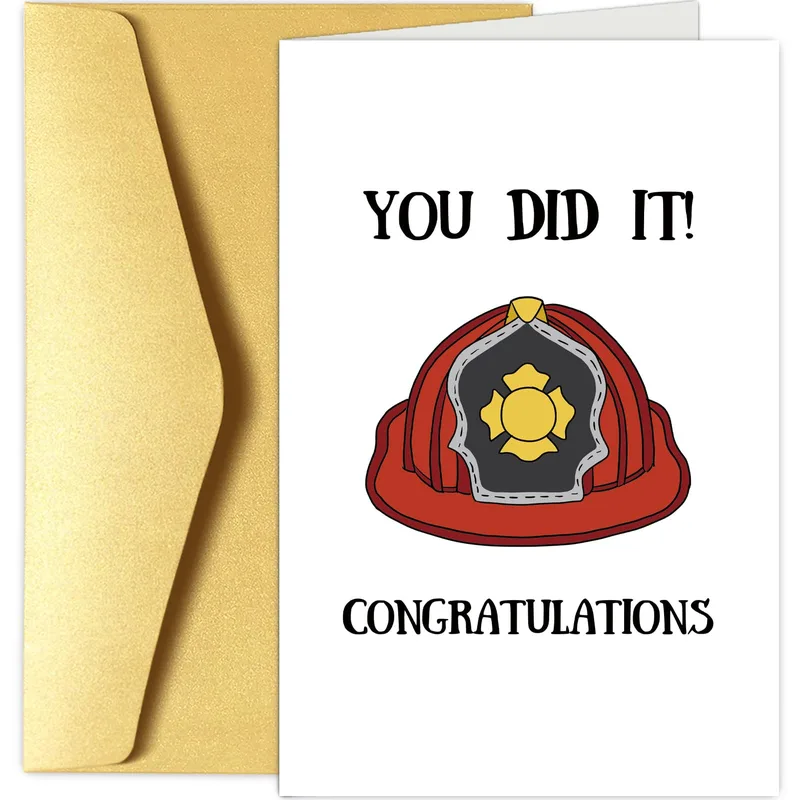 You Did It! Congratulations Red Firefighter Helmet Card