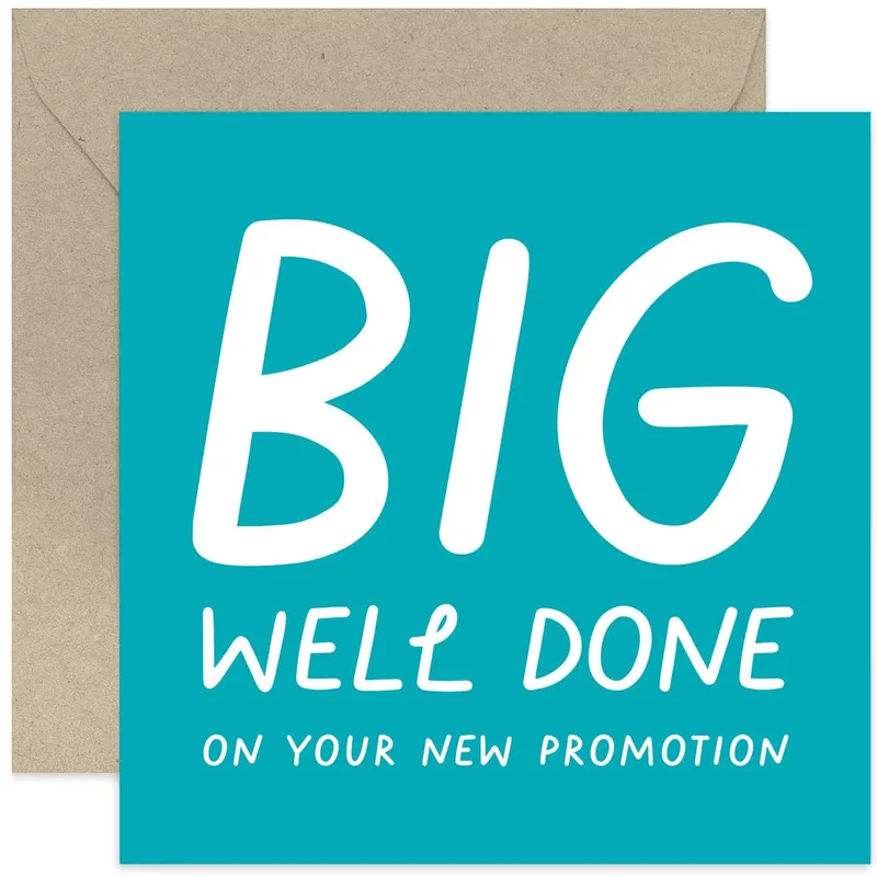 Well Done Promotion Card: Big Teal Celebration for Career Growth