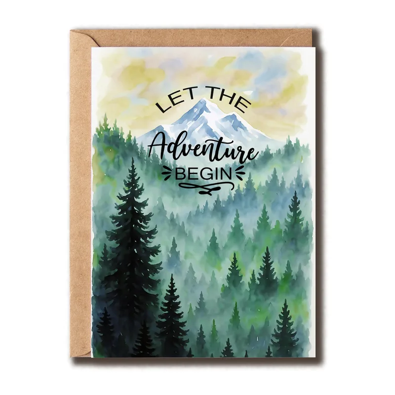 Forest Mountain Scene Encouragement Card for New Beginnings