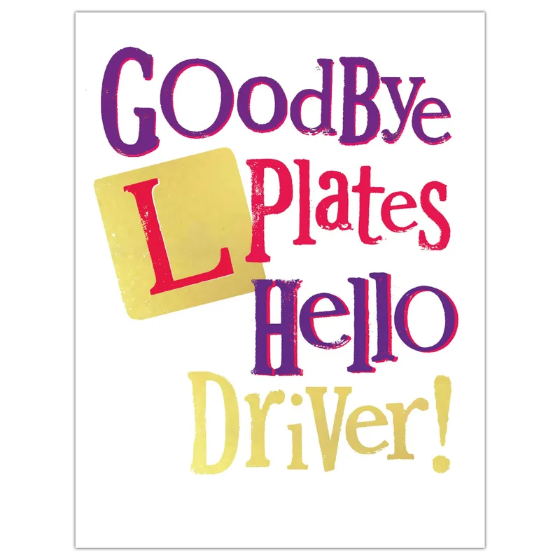 Colorful Letters White Congratulations Card for New Drivers