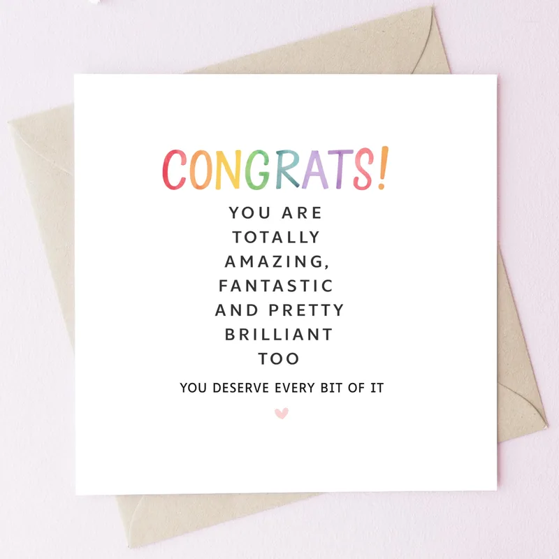 Rainbow Congrats Congratulations Card for Achievements and Promotions