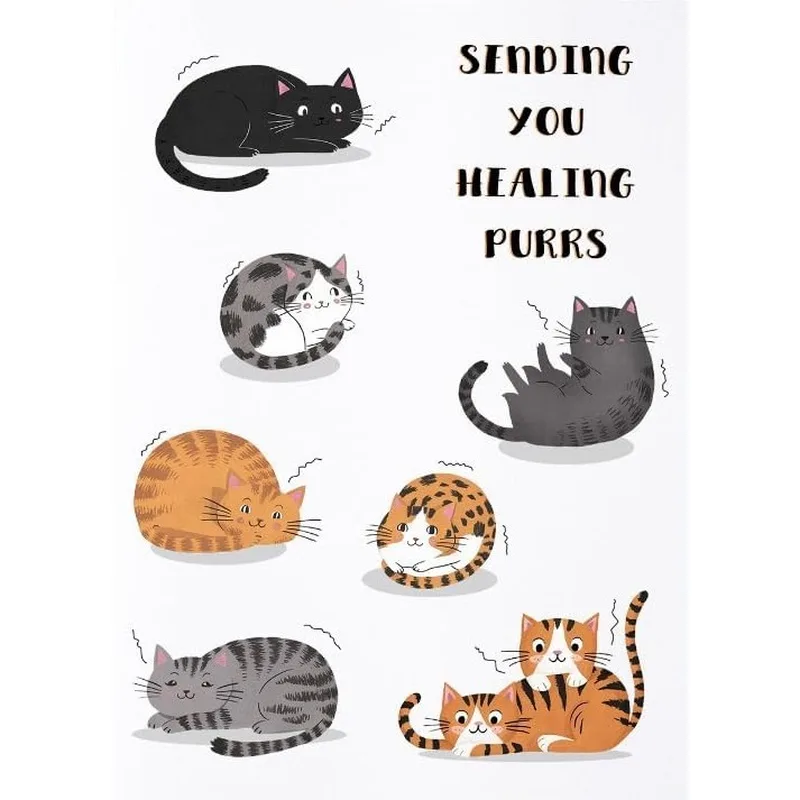 Cat Get Well Card: Sending You Healing Purrs
