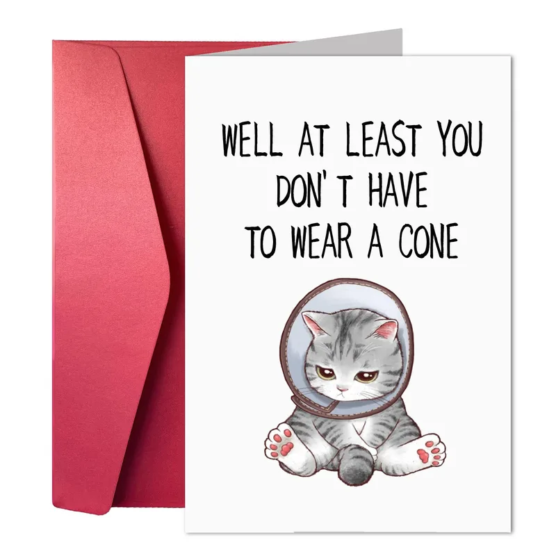Get Well Cat Card: A Gray Tabby in a Space Helmet