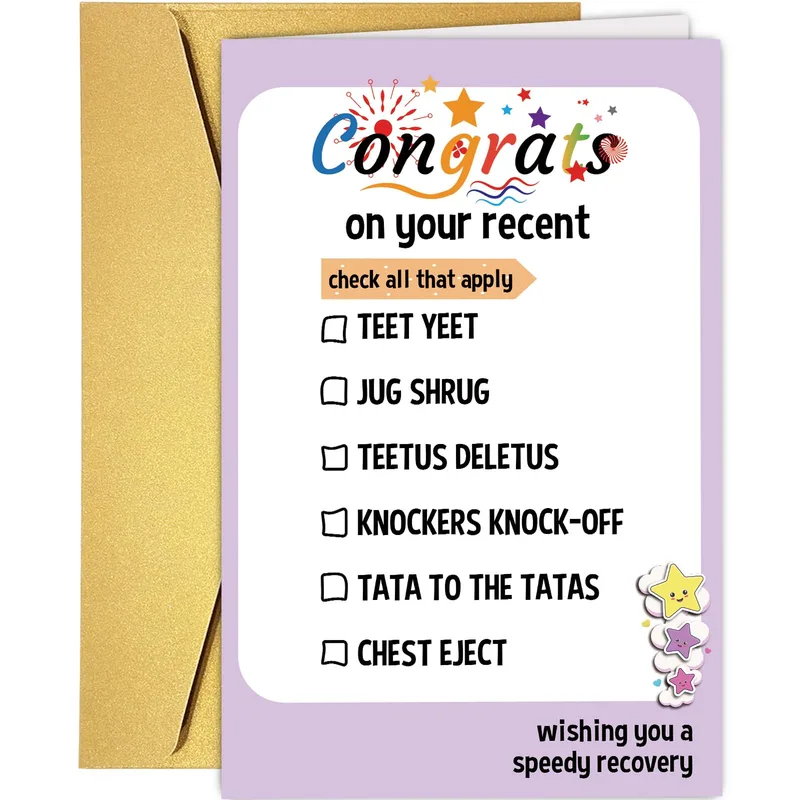 Breast Surgery Recovery Card: A Playful Checklist Card