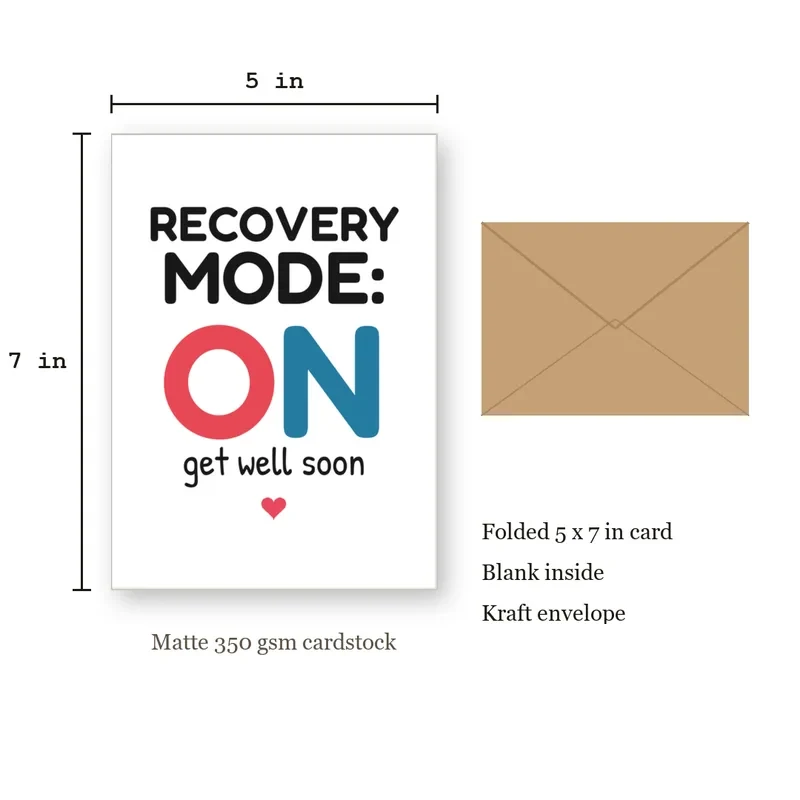 Get Well Soon Funny Card for Anyone Taking It Easy – with size dimensions in inches