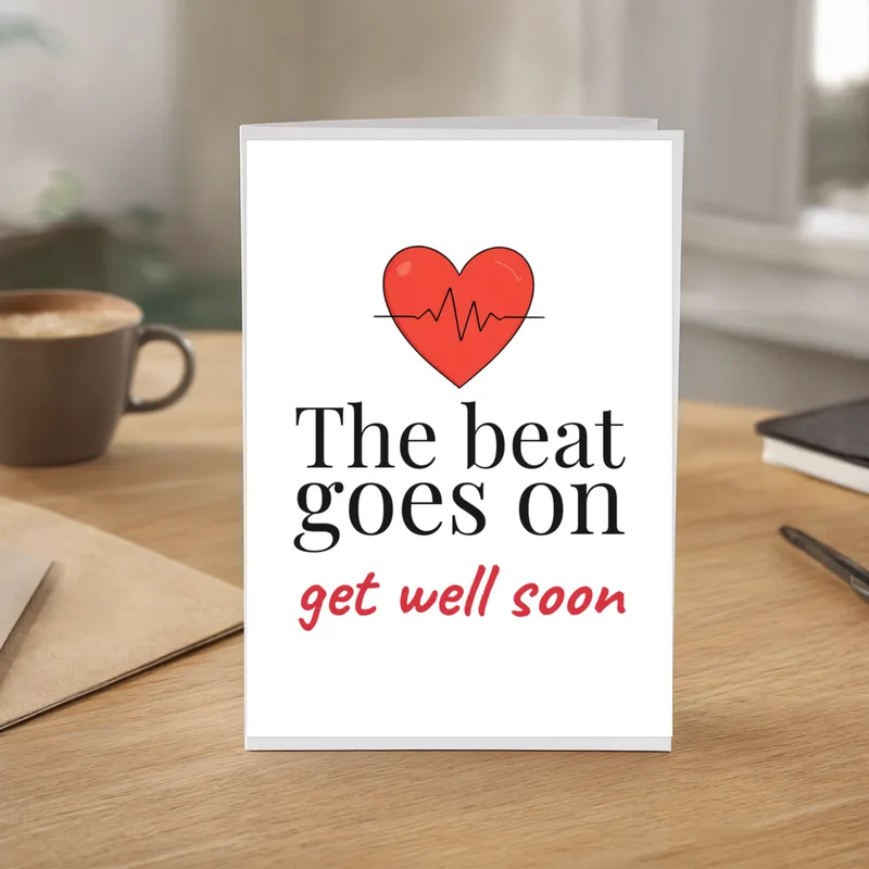 Funny Get Well Card: The Beat Goes On, Get Well Soon – in everyday use