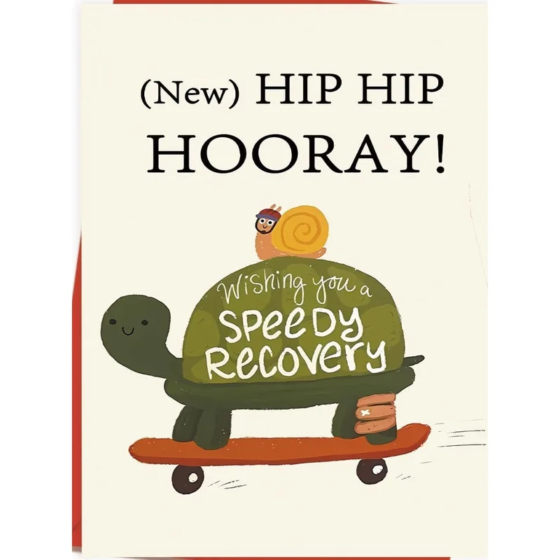 Speedy Recovery Card with a Turtle on a Skateboard