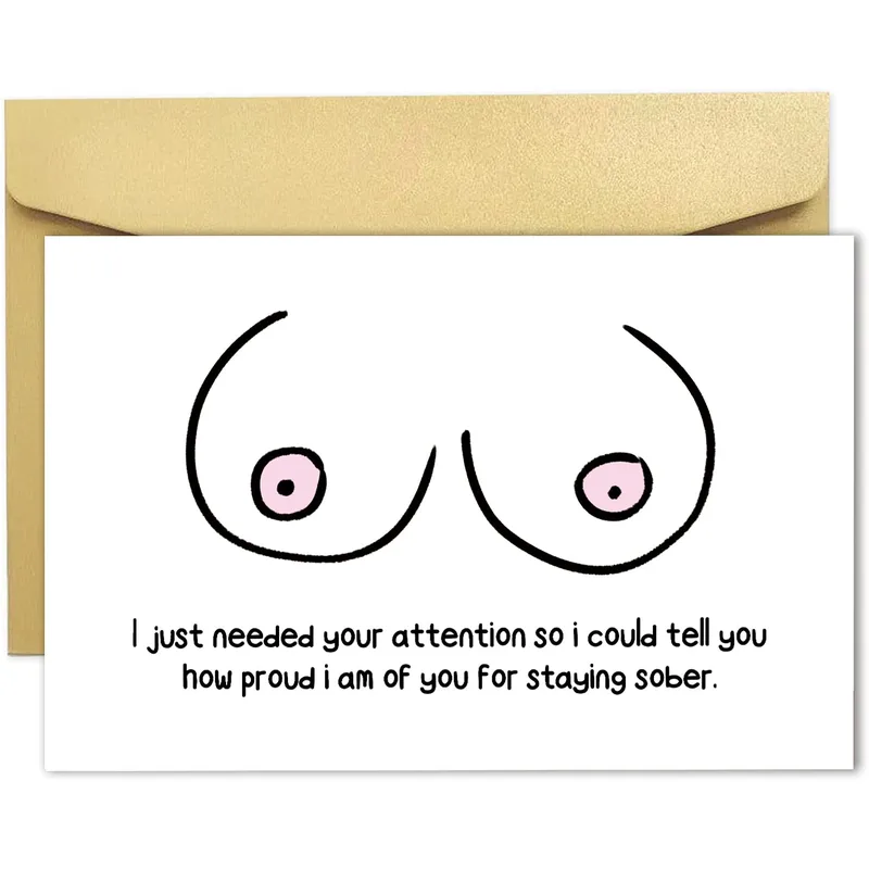 Sobriety Congratulations Card with a playful line drawing