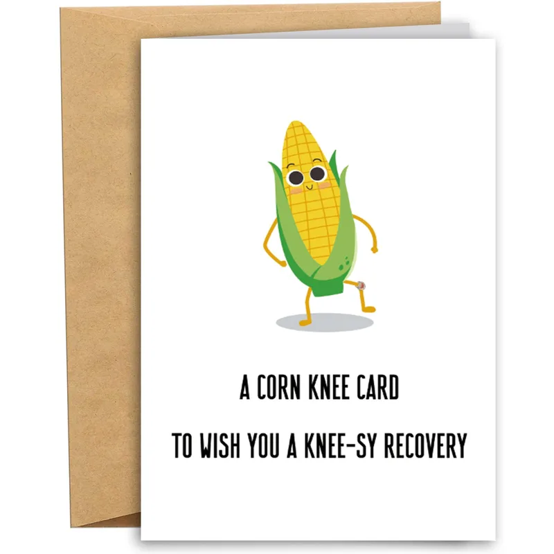 Corn Pun Get Well Card for a Knee Recovery