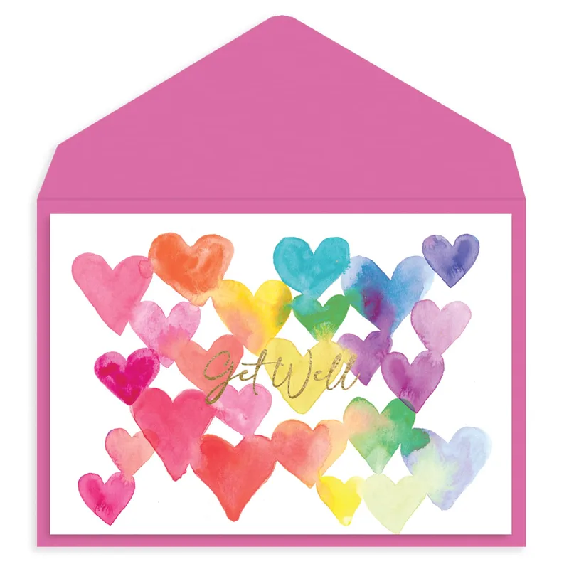 Watercolor Hearts Card for a Speedy Recovery