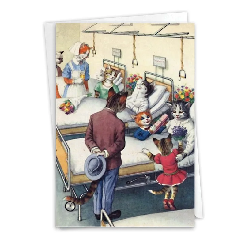 Cats Visiting Hospital Card for a Speedy Recovery