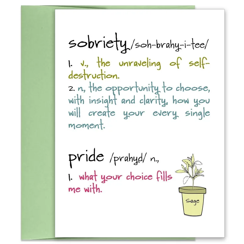 Sobriety Milestone Card: A Dictionary Definition Gift