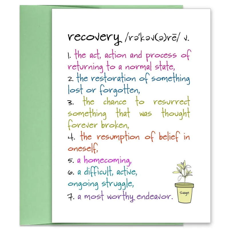 Recovery Definition Card for a Friend Who Is Healing