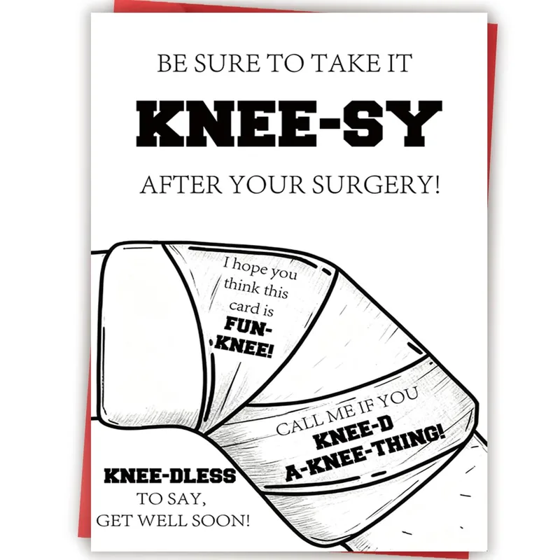 Knee Pun Get Well Card for Surgery Recovery