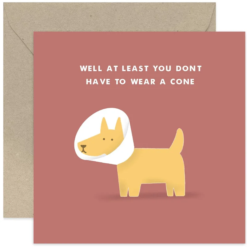 Get Well Soon Dog Card with a Cone Joke
