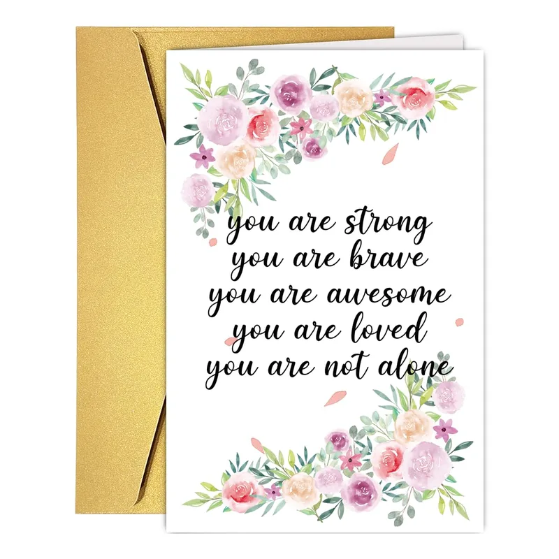 You Are Strong Card: Pink Florals with Encouragement