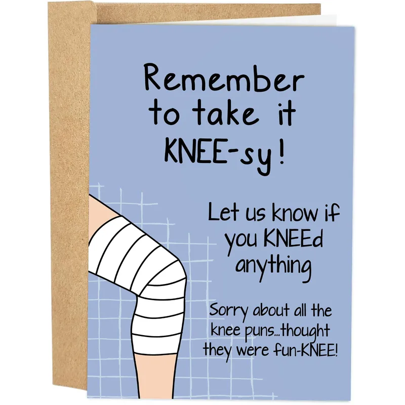 Get Well Knee Card with a Bandaged Knee Design