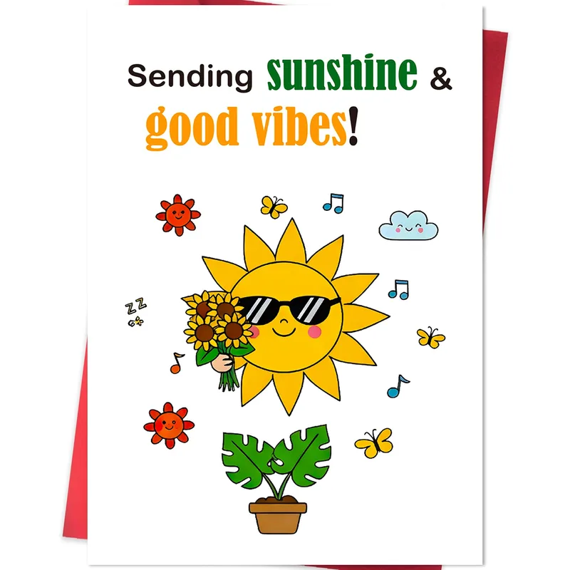 Sunshine Good Vibes Card: A Cheerful Sun Greeting