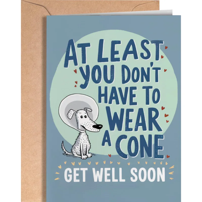 Funny Dog Recovery Card: Cone Joke for Friends