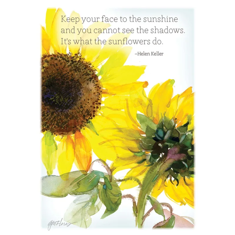Sunflower Encouragement Card with a Helen Keller Quote