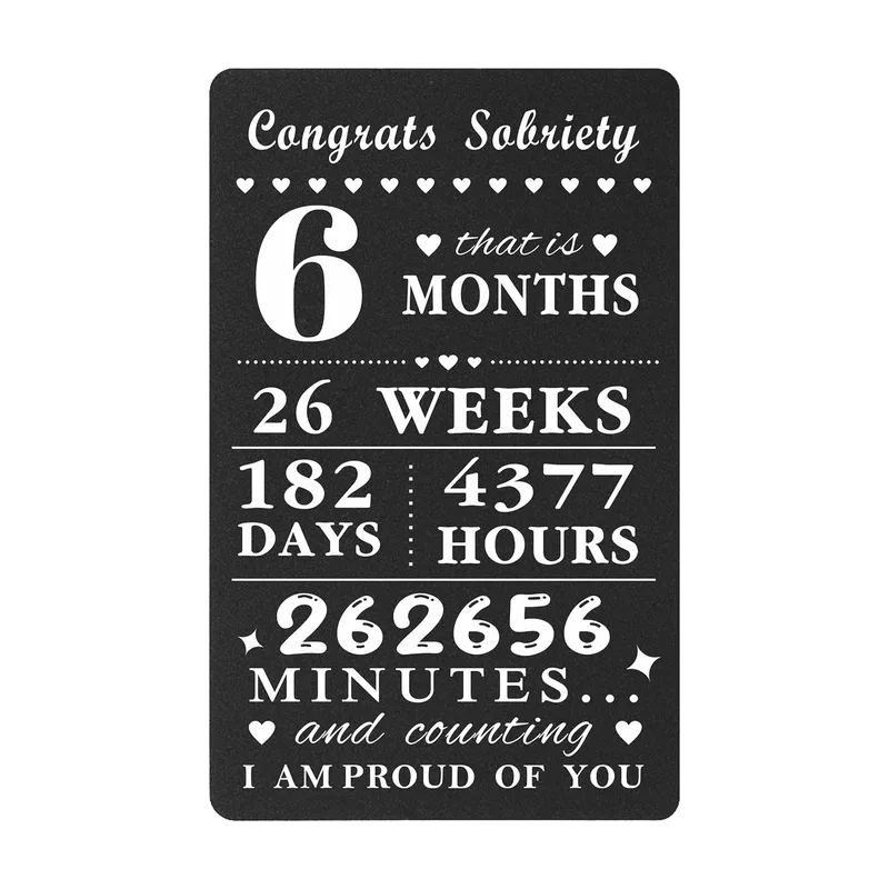 6 Month Sobriety Card: Six Months Counted Out in Full