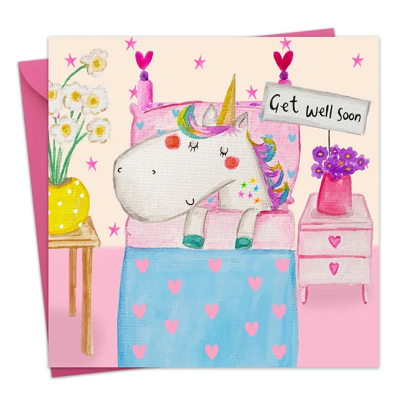 Unicorn Get Well Card for a Friend Feeling Under the Weather