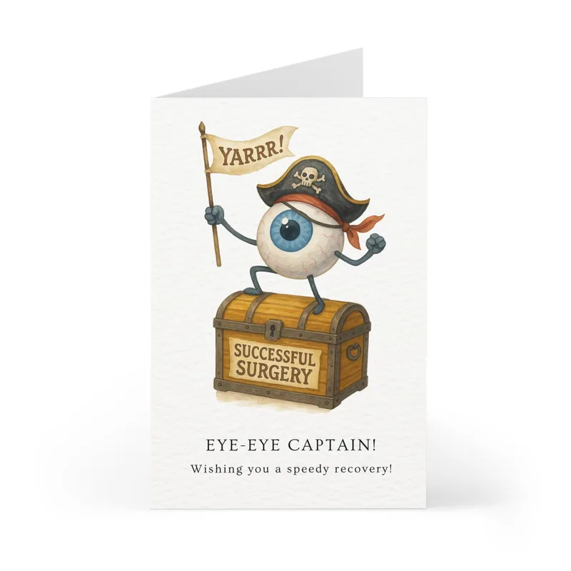 Eye Surgery Recovery Card for a Brave Pirate Patient