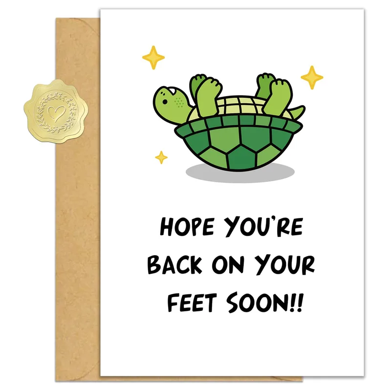 Upside Down Turtle Card: Get Well Soon Wishes