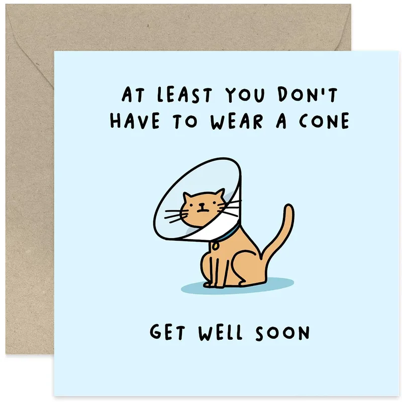 Cat Cone Get Well Card for a Friend Who Is Healing
