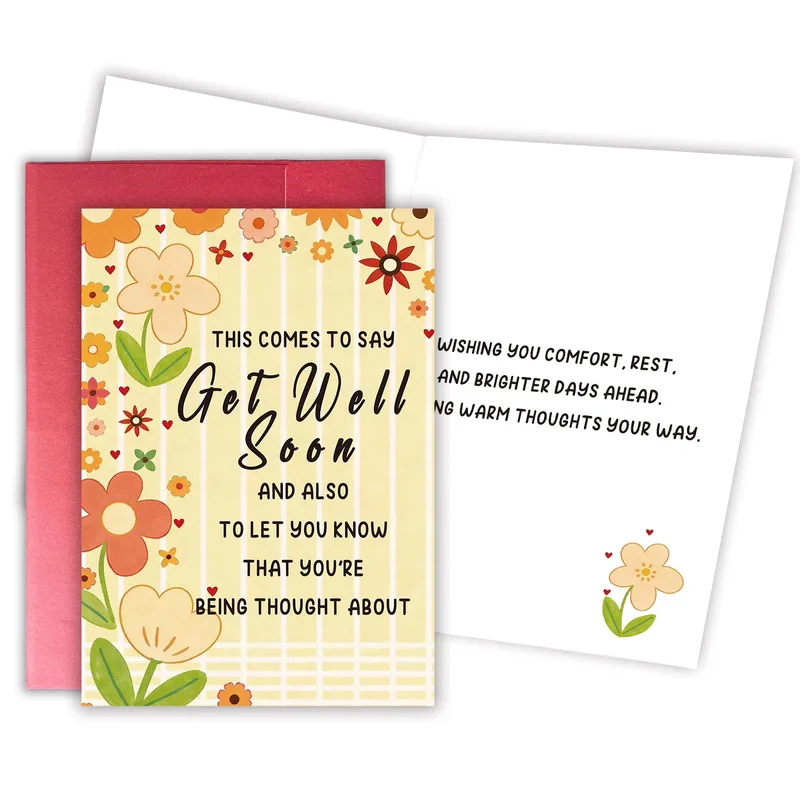 This Comes To Say Get Card: Floral Get Well Soon Greeting Card