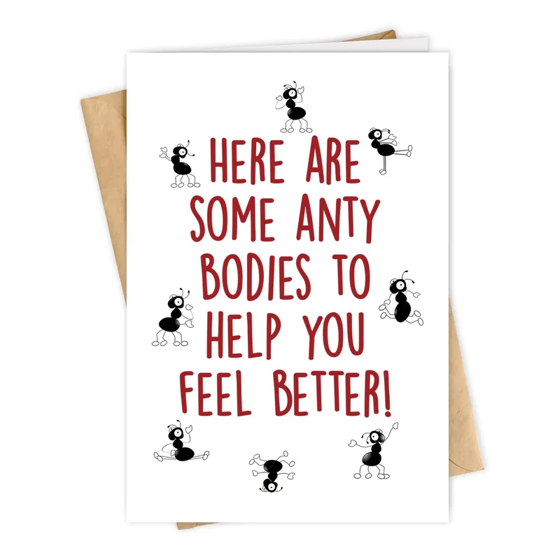 Ant Pun Get Well Card for a Friend Who Needs a Lift