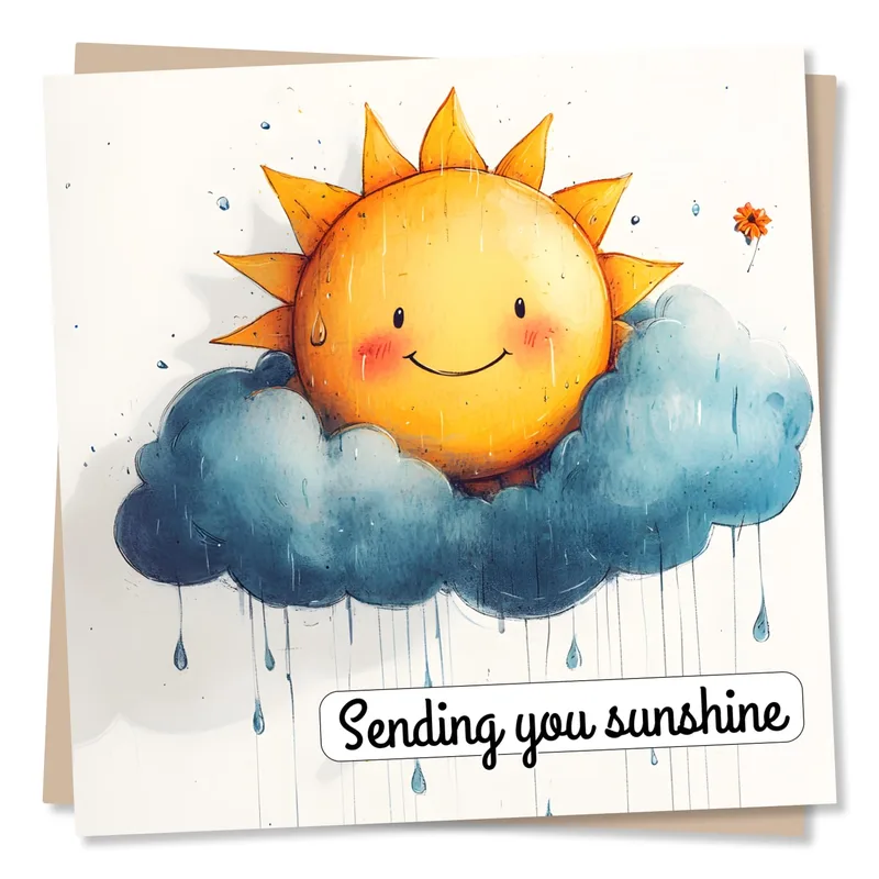 Sunshine Cloud Card: a smiling sun for hard days
