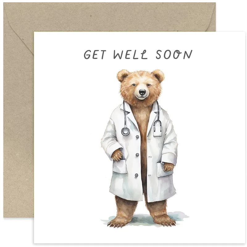 Doctor Bear Card: Get Well Soon Wishes for You