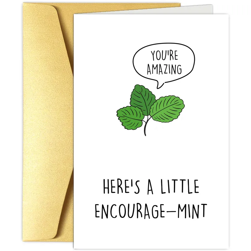 Encouragement Pun Card with Mint Leaves and a Plant Joke