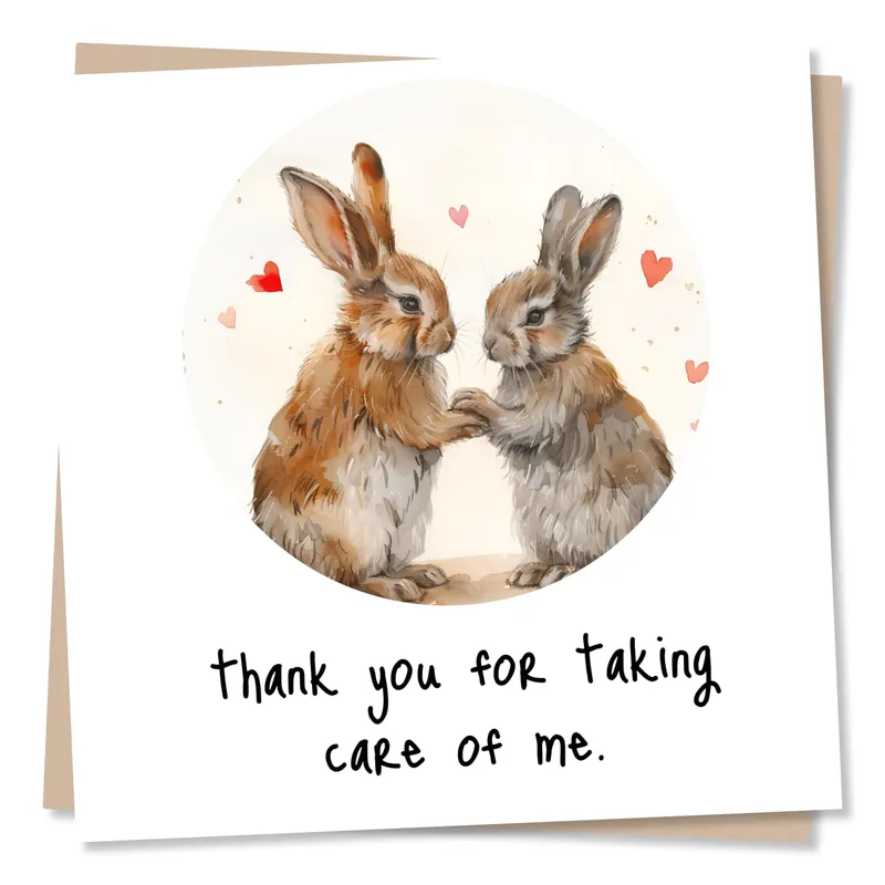 Thank You Rabbit Card: Two Rabbits Sharing a Gentle Moment