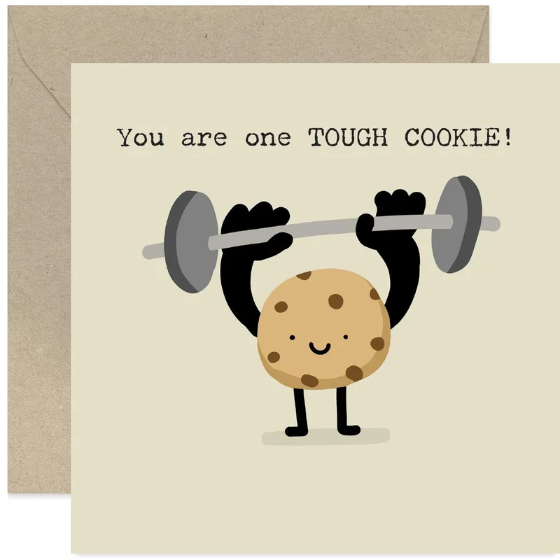 Cookie Weightlifting Card for a Tough Friend