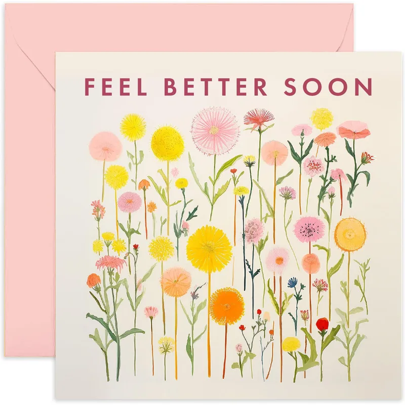 Pastel Wildflower Card: Feel Better Soon Greeting Card