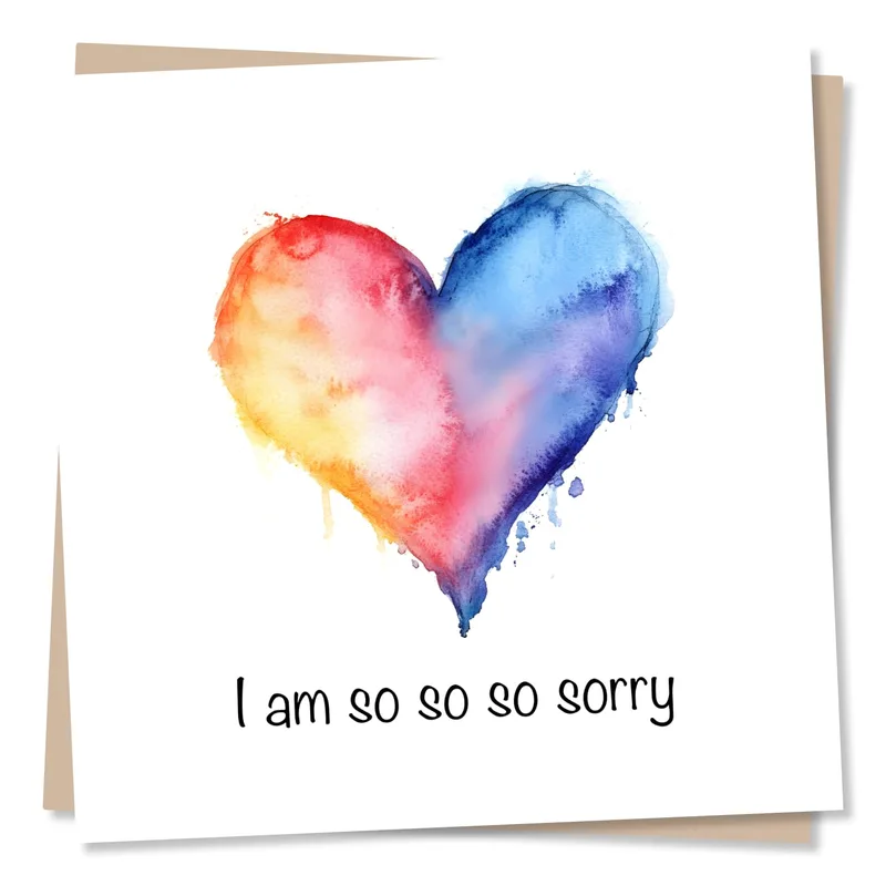 Watercolor Heart Sorry Card for Thoughtful Apologies