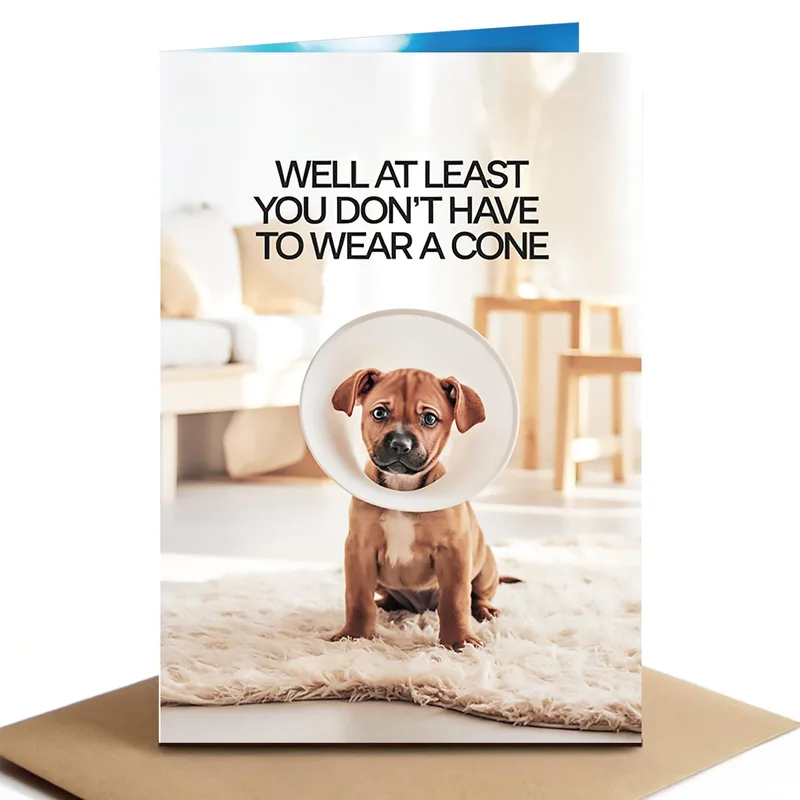 Puppy in Cone Card: A Get Well Card With a Wink