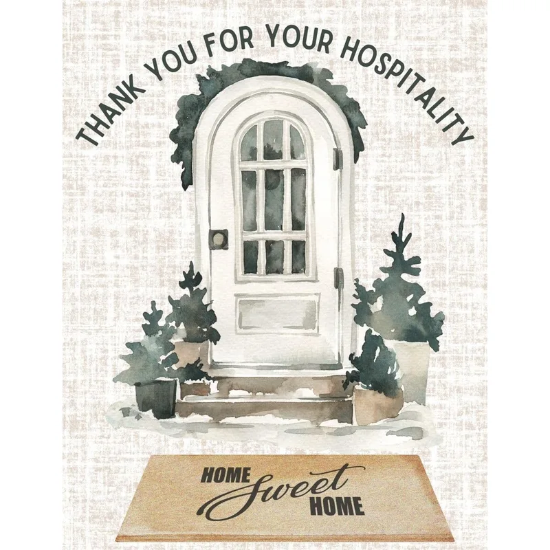 Hospitality Thank You Card with a White Door Design