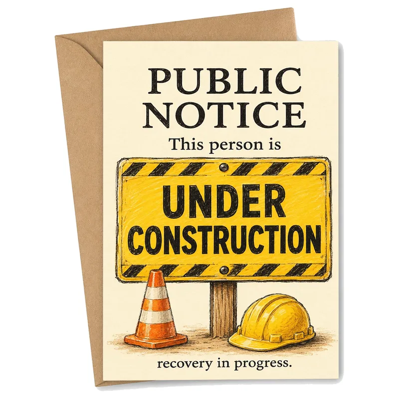 Under Construction Card for a Recovery Day Ahead