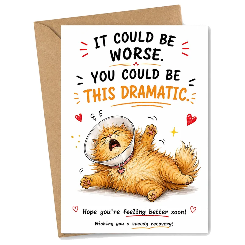 Dramatic Cat Get Well Card for Cheering Up a Friend