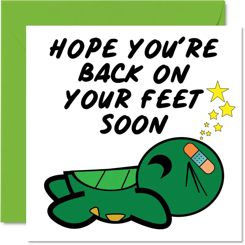 Feel Better Turtle Card: A Get Well Soon Wish With a Bandaged Shell