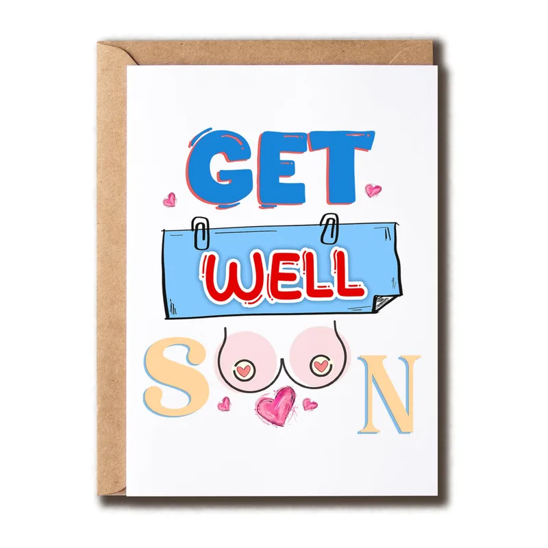 Cartoon Boobs Illustration Card for a Cheeky Get Well Wish