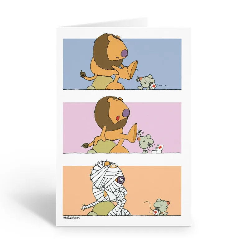 Lion and Mouse Get Well Card for a Friend Who Needs Help
