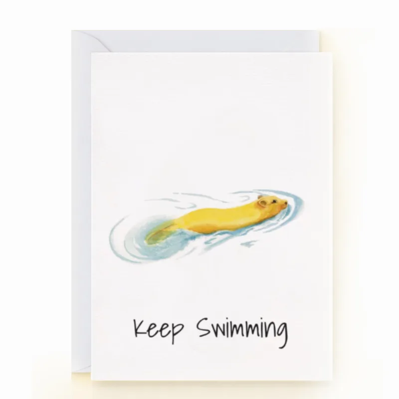 Keep Swimming Card: a yellow otter who keeps going