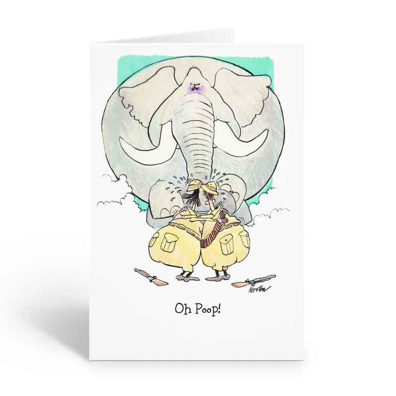 Safari Hunter Card: a funny get well card with an elephant